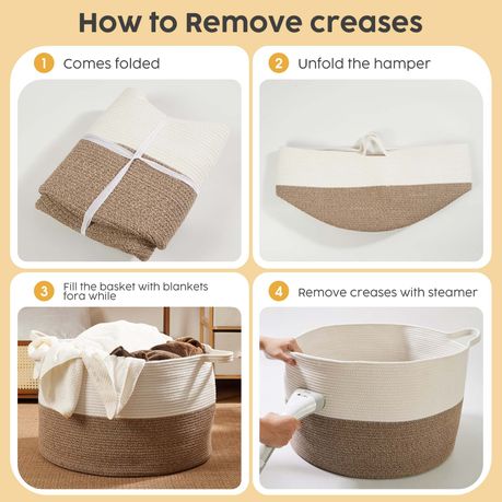 90L Cotton Rope Laundry Basket - White