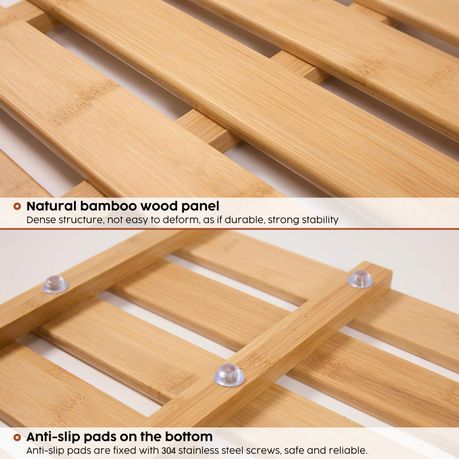 Bamboo Bath Mat Wooden Shower Non-Slip Waterproof Board