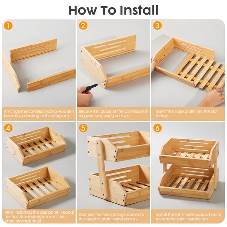2-Tier Bamboo Countertop Organizer Storage Rack