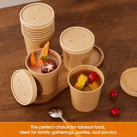 480ml Kraft Paper Soup Bowl - 50pcs