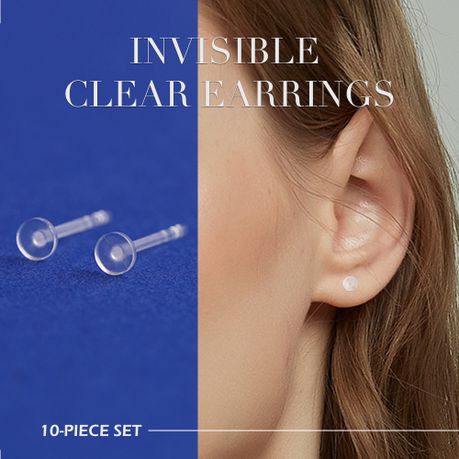 Unisex Transparent Stud Earrings - 10 Pieces