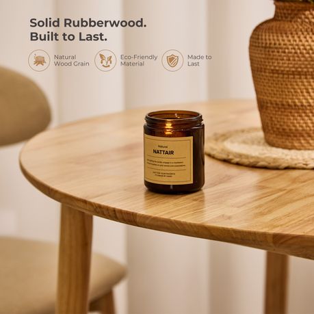 90cm Round Solid Rubberwood Dining Table