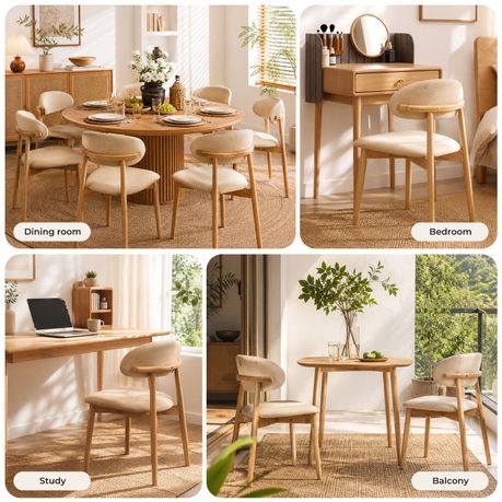 Solid Wood Linen Dining Chairs
