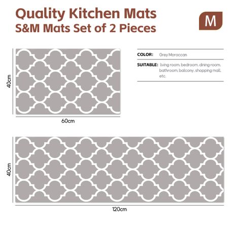 2-Piece Non-Slip Super Absorbent Mat Set - Grey