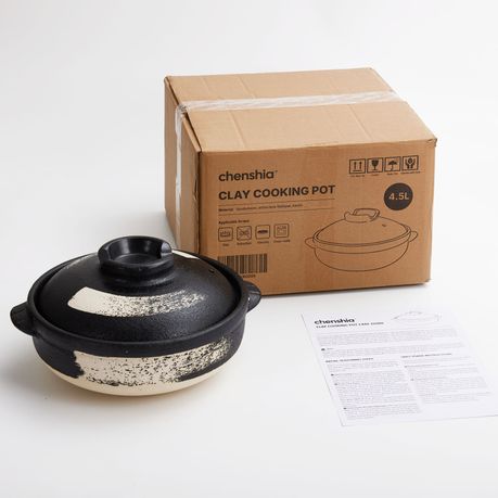 Chenshia Natural Clay Casserole Pot - Handmade Ceramic Cooking Dutch Oven