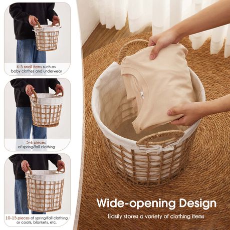 3Pc Woven Hemp Cotton Bedroom Laundry Toy Clothes Storage Basket