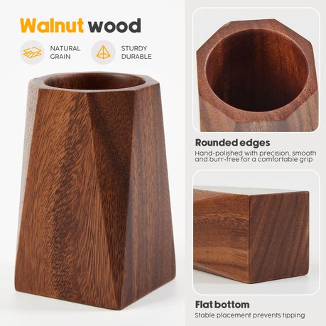 Chenshia Solid Walnut Wood Desk Organizer - Round