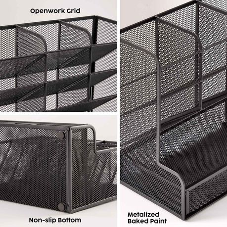 Chenshia Mesh Desktop Stationary Organizer with Drawer Pens Holder for Desk
