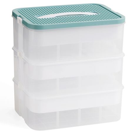 Building Block Organizer Box 3-Layer Stackable Toy Storage Bin Case