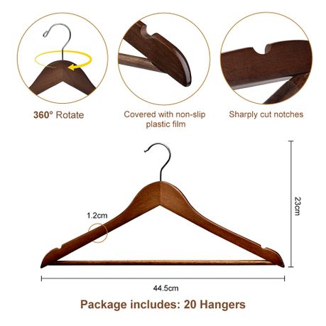 Dark Brown Anchor Wooden Hanger Set - 20Pc