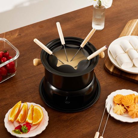 Chenshia 1.5L Fondue Set Non-Stick Chocolate & Cheese Hot Pot & 6 Fork Set