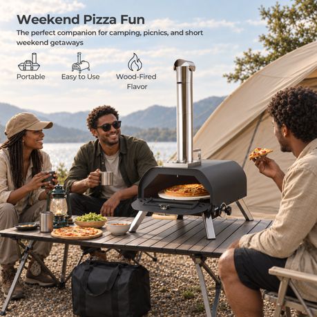 Portable Wood Pellet Pizza Oven - Rotating 12-Inch Stone