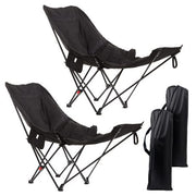 Reclining Camping Chair with Detachable Footrest - 2 Pack