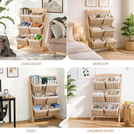 Double-Tier Floor-Standing Toy and Snack Storage Rack
