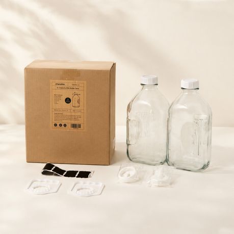 1.9L Glass Milk Bottles with Airtight Lids | 2-Pack