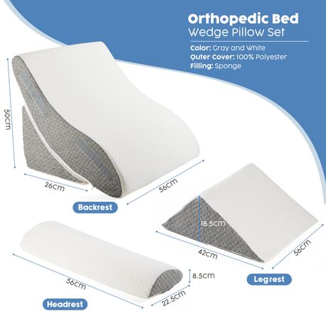 4 Piece Memory Foam Bed Wedge Pillow Set