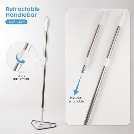 3-in1 Triangular Wall Mop Window Cleaning Kit - Squeegee Extension Pole