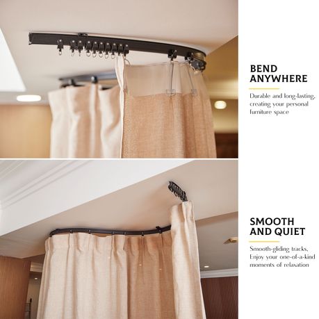 3m Flexible Ceiling Curtain Rail Track Set - Black