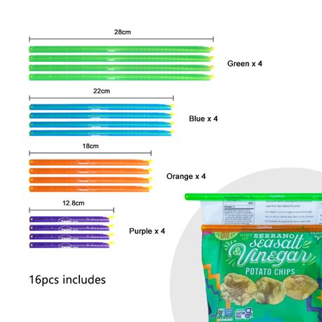 Multi-Coloured Food Bag Sealers - 16pc