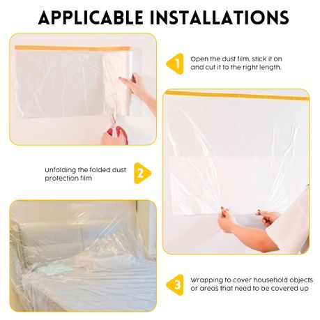 Masking Film Paint Cover Pre-Taped Plastic Drop Cloth - Furniture Protector Covers