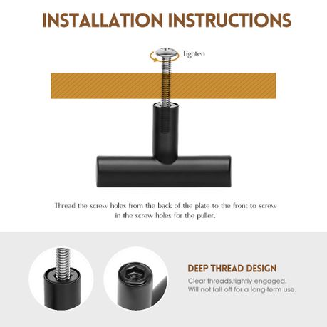 Stainless Steel Cabinet Handles Matte Black - 8 Pack