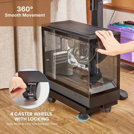 Chenshia Adjustable Gaming Computer PC Tower Stand Holder & Lockable Wheels