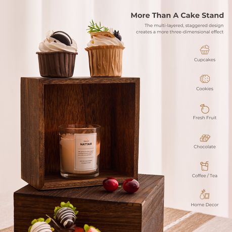 Wooden Dessert Display Riser Set - 3 Sizes (6 Pack)