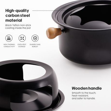 Chenshia 1.5L Fondue Set Non-Stick Chocolate & Cheese Hot Pot & 6 Fork Set