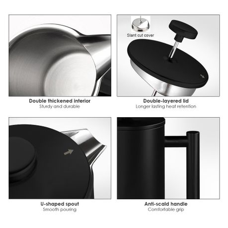 Chenshia 1L Stainless Steel French Press Coffee & Tea Brewer Pot