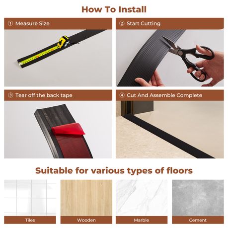 Self-Adhesive Rubber Threshold Ramp Wheelchair Assistant Ramp - 1m