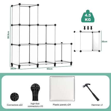6-Cube Storage Organiser Modular Stackable Plastic Shelving Wardrobe Units