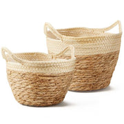 Woven Mat Grass Planter Flower Basket Set