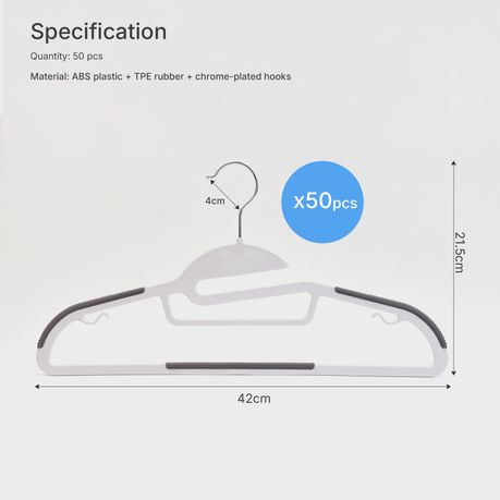 Non-Slip Clothes Hangers - 50 Pack