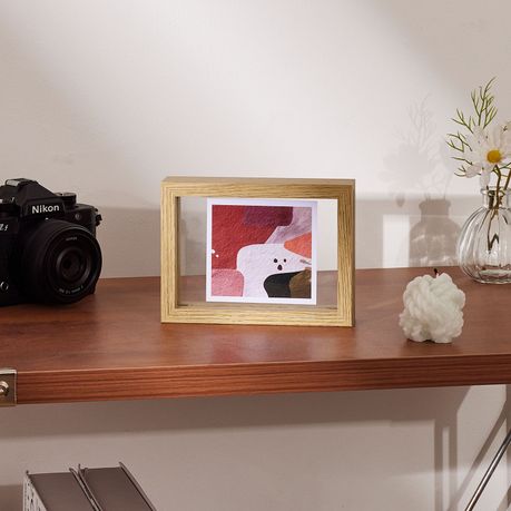 Beige Double-Sided Transparent Wooden Photo Frames - 2-Pack