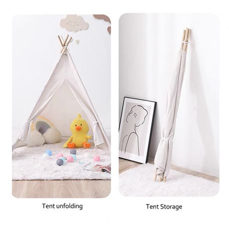 Kids Teepee Tent Cotton Canvas Indoor Playroom Playhouse Nook