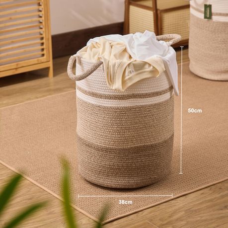 Laundry Hamper - Woven Cotton Jute Basket