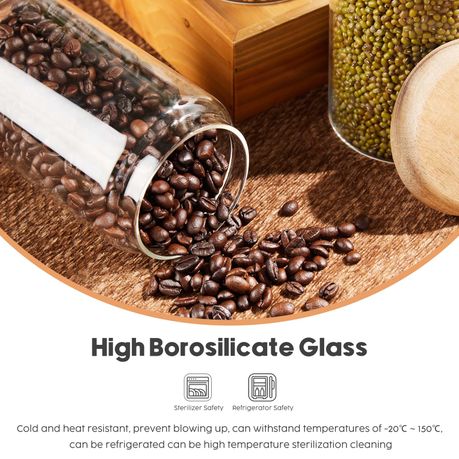 3pc Glass Canister Set with Acacia Lids