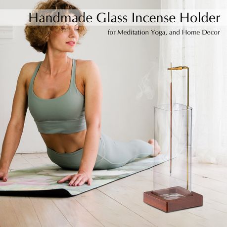 Modern Wooden Incense Burner with Glass Ash Catcher