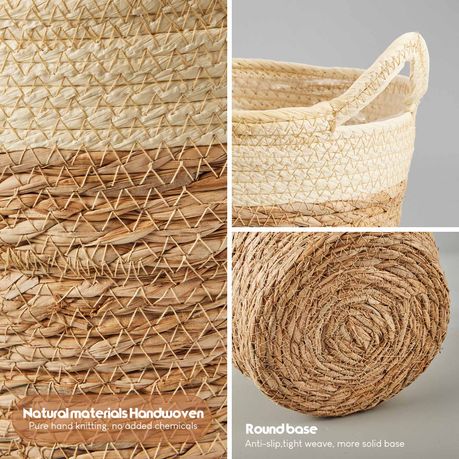 Woven Mat Grass Planter Flower Basket Set