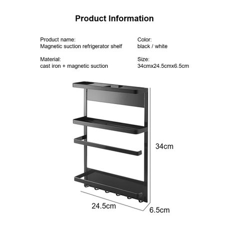 Chenshia Magnetic Storage Refrigerator Shelf-Spice Rack Kitchen Organizer - White