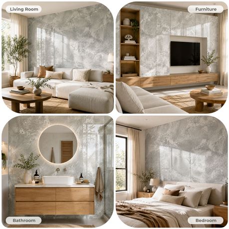 Grey Marble-Effect Self-Adhesive Vinyl Roll | 40 cm × 3 m