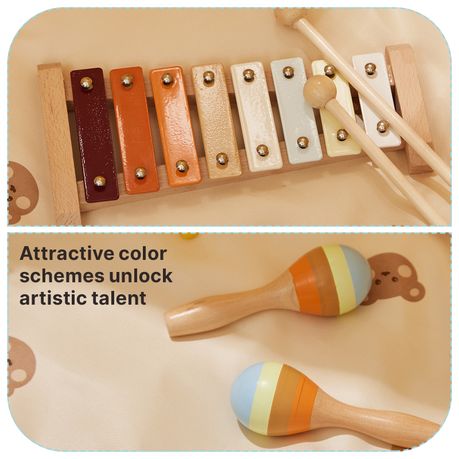 Toddler Musical Instruments Montessori Wooden Toys Baby Xylophone Set