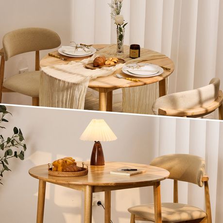 90cm Round Solid Rubberwood Dining Table