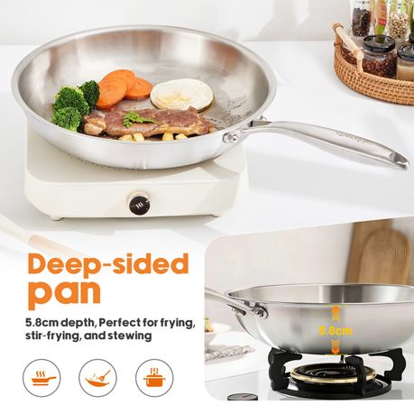 304 Stainless Steel Tri-Ply Frying Pan - 28cm