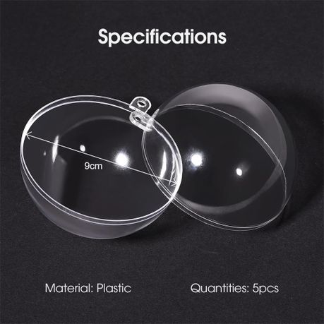 Clear Transparent Christmas Tree Baubles | Set of 5 | 9 cm