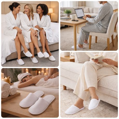 10pc White Disposable Slippers