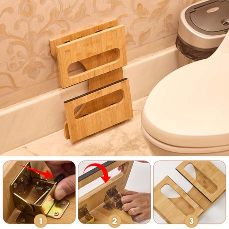 Bamboo Toilet Stool 41cm Non-Slip Foldable Squat Step & Potty Aid