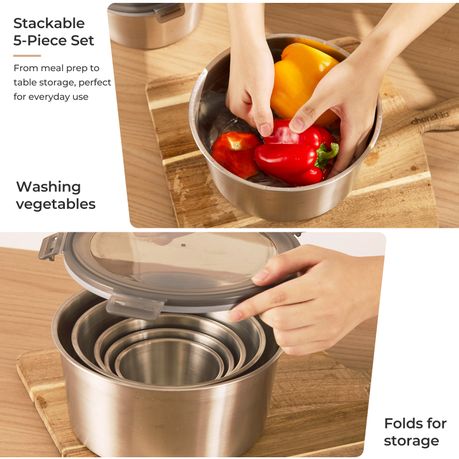 Stainless Steel Nesting Food Storage Container - Set of 5