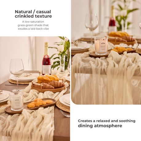Cream Cheesecloth Table Runner (2 Piece)