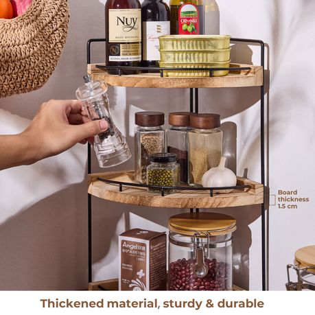 Chenshia Wood Tiered Vanity Organizer Kitchen Counter Corner Shelf Storage